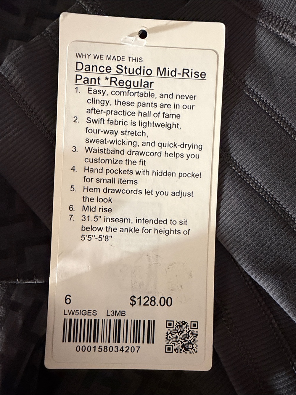 230-Lululemon-Dance Studio Mid-Rise Pant Regular-LLL Geo Pattern MIDI Black - Picture 7 of 7